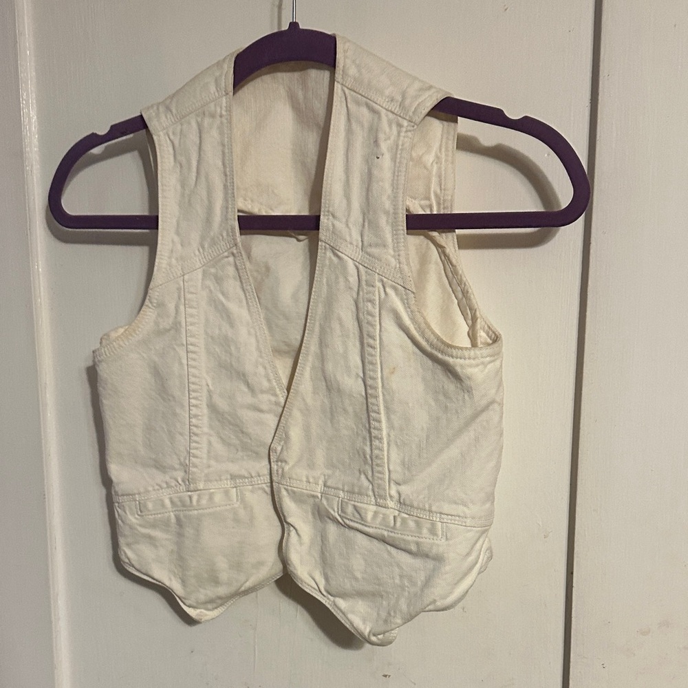 7 For All Mankind Off-White Sleeveless Jean Jacket